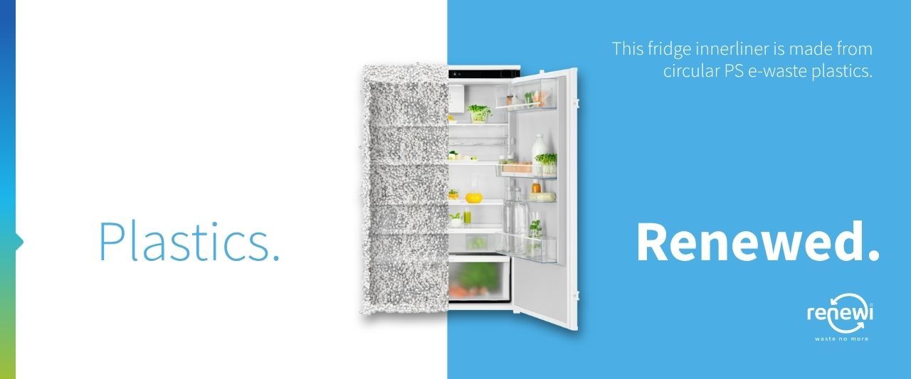 This fridge innerliner is made from circular PS e-waste plastics 